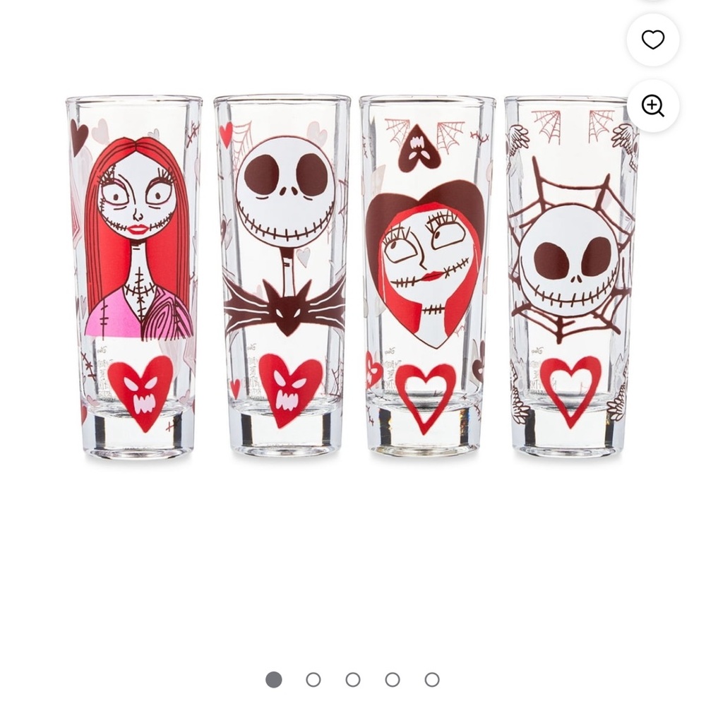 Disney Jack and Sally Glassware Set - Black, Red, White